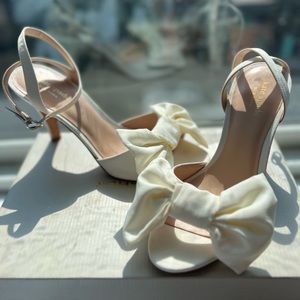 Kate Spade Bridal Bow Sandal Heels, worn once, good condition, slight wear